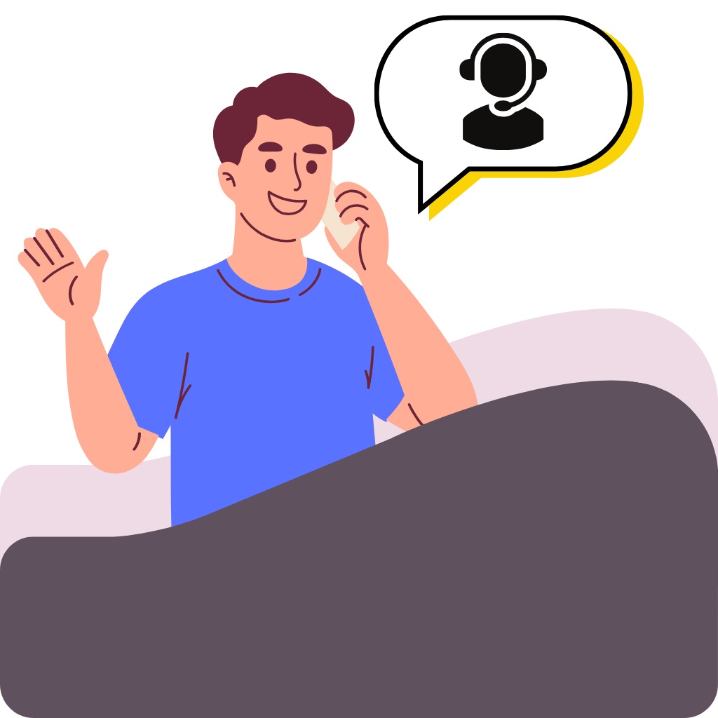 Illustration of a person calling IQ Mobile support